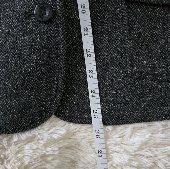 S O L D  LL Bean Dark Gray Tweed Wool Blend Tailored Blazer size L/P - Picture 10 of 15